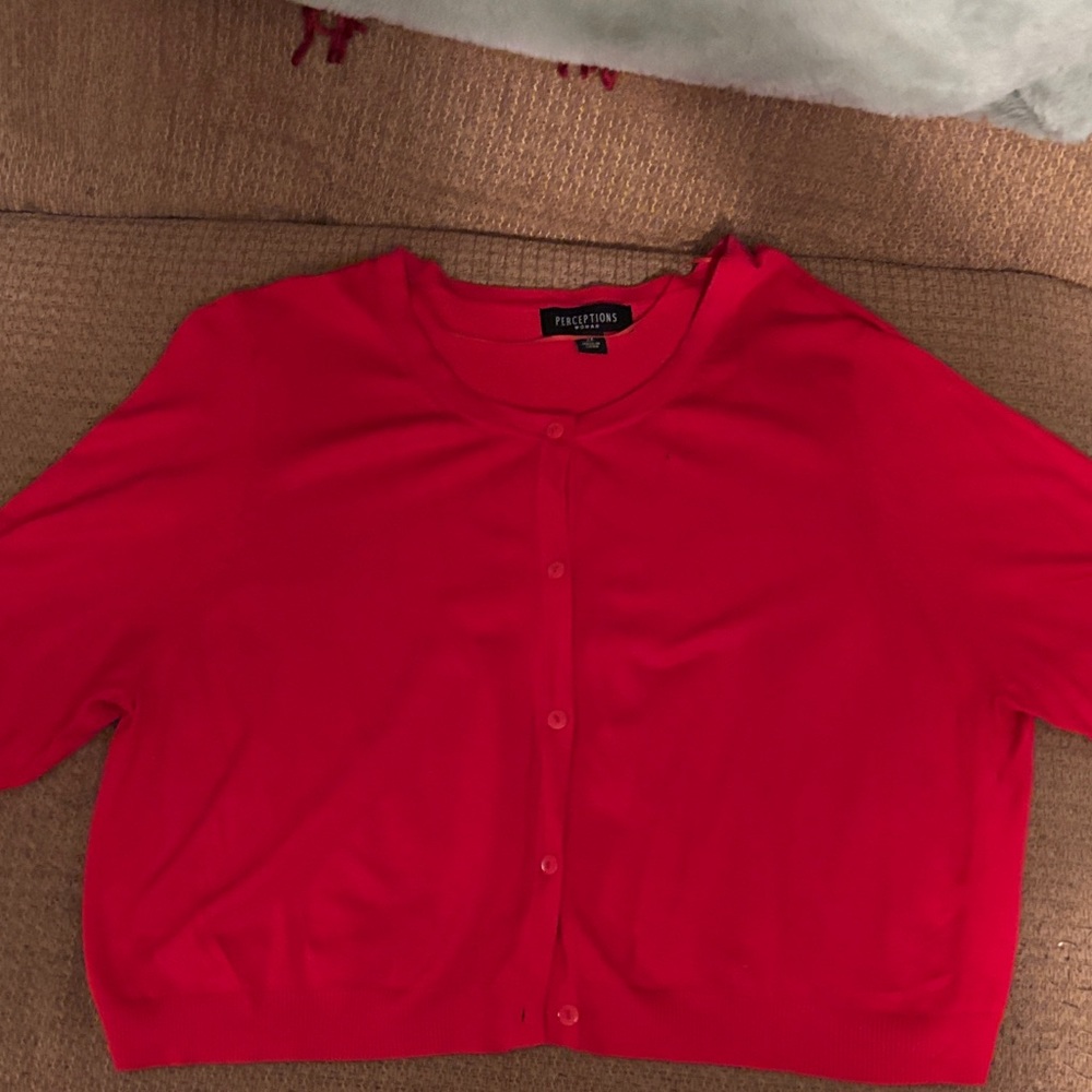 Perceptions Red Sweater Shrug